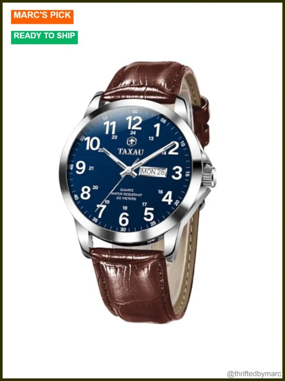 Men's Dress Watch Analog Leather Day Date Arabic Numerals Casual Fashion Wrist